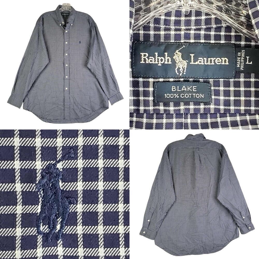 Polo Ralph Lauren Shirt Mens Size XL Blue Window pane Plaid LS Button Down Blake